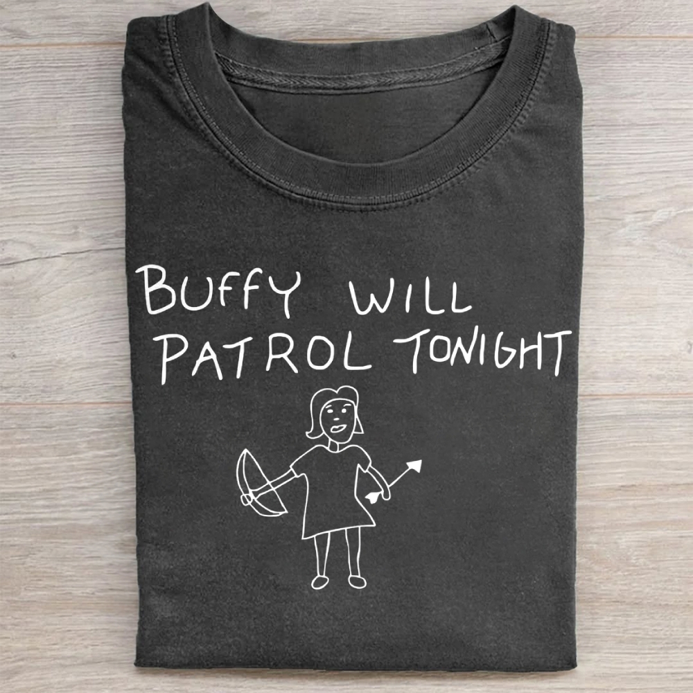 Buffy Will Patrol Tonight Washed Tee 