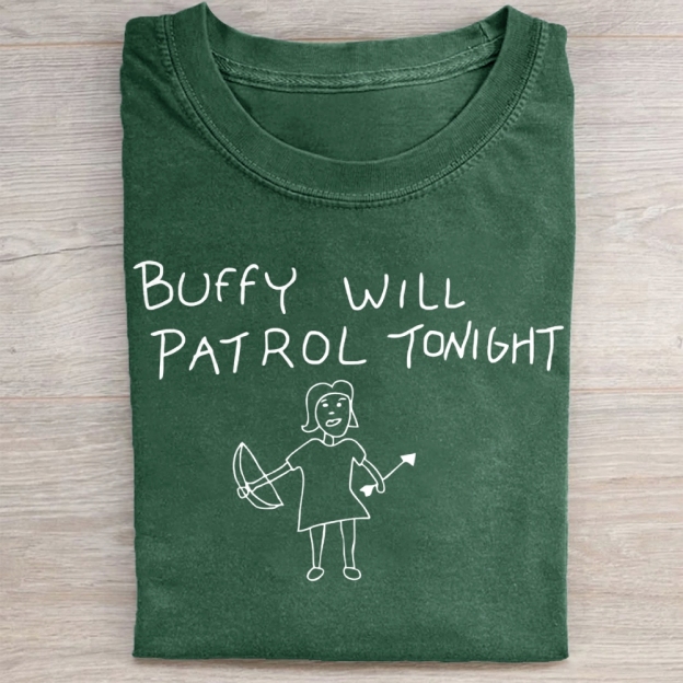 Buffy Will Patrol Tonight Washed Tee 