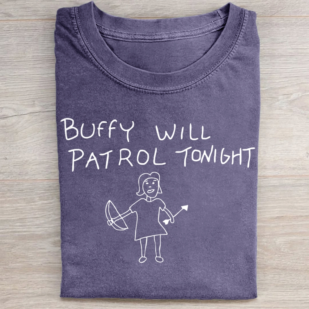 Buffy Will Patrol Tonight Washed Tee 