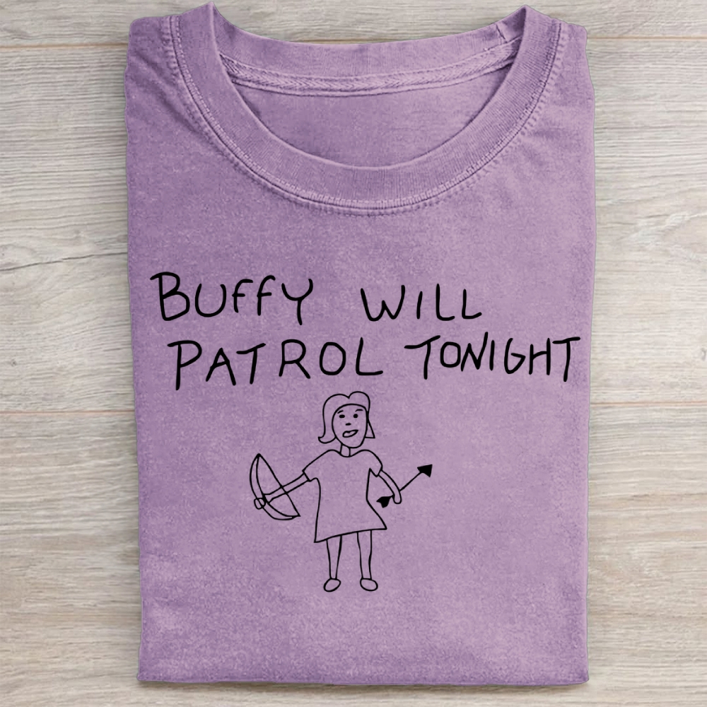 Buffy Will Patrol Tonight Washed Tee 