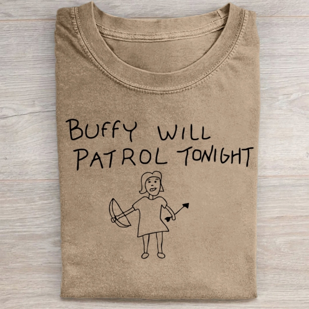 Buffy Will Patrol Tonight Washed Tee 