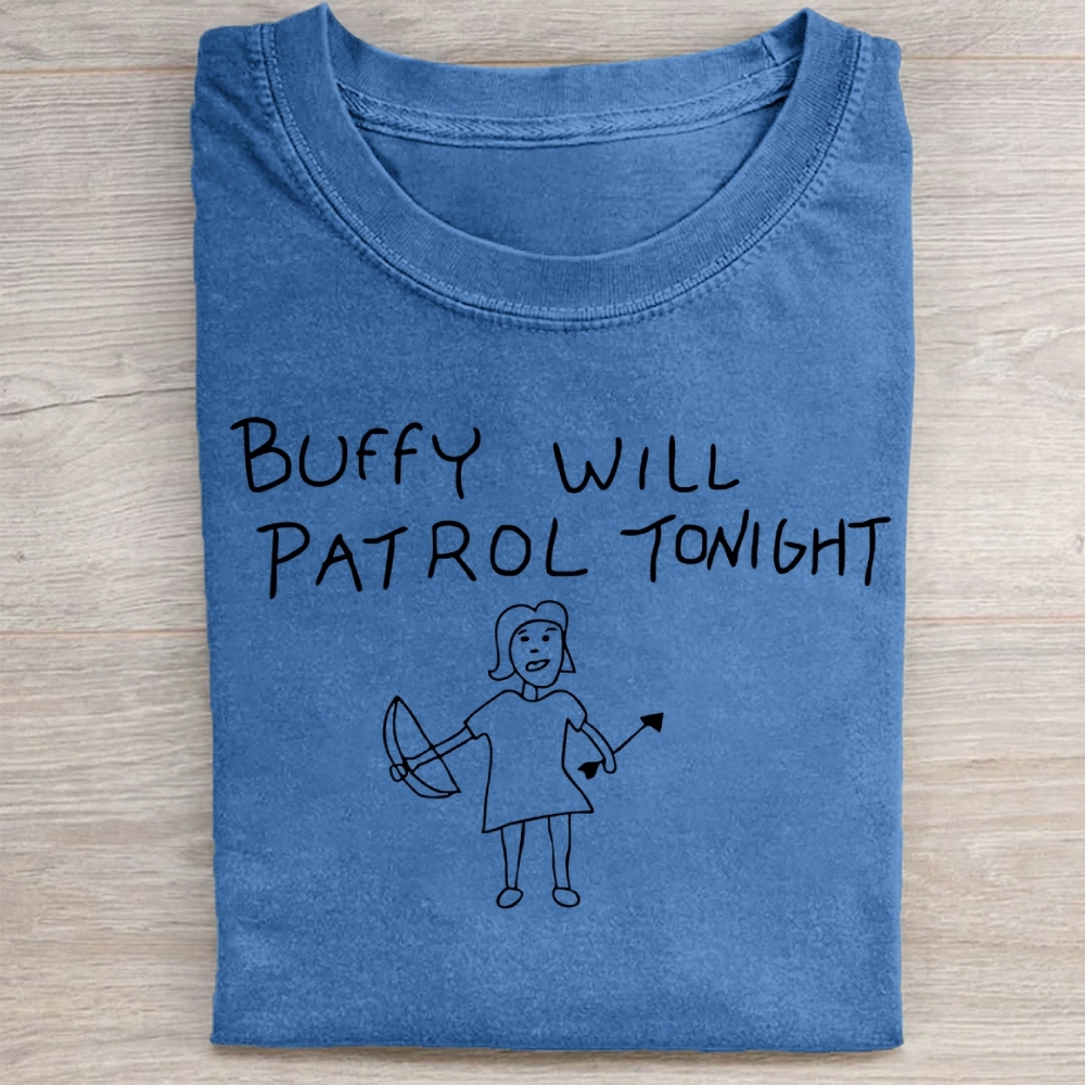 Buffy Will Patrol Tonight Washed Tee 