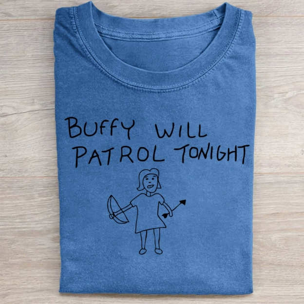 Buffy Will Patrol Tonight Washed Tee 