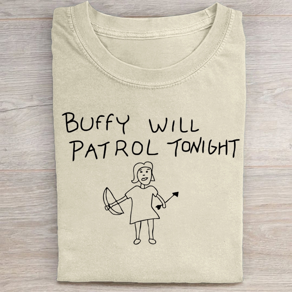 Buffy Will Patrol Tonight Washed Tee 