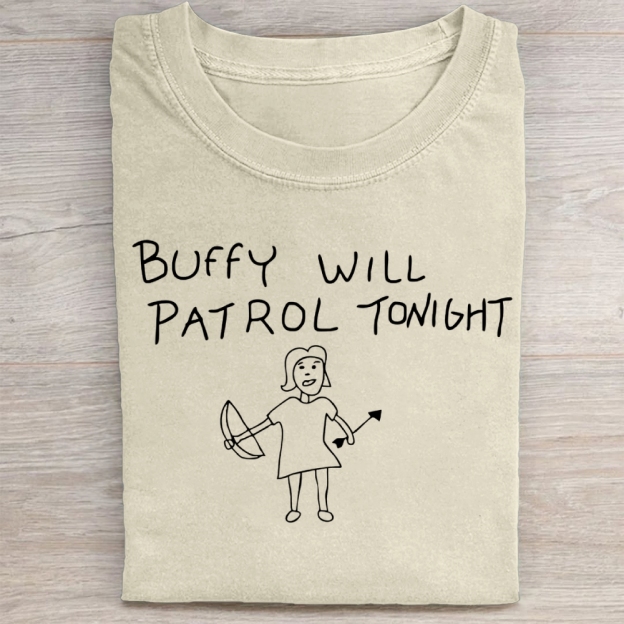 Buffy Will Patrol Tonight Washed Tee 