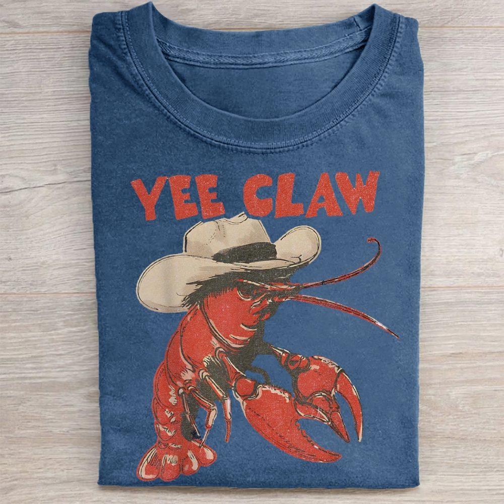 Yee Claw Funny Lobster  Washed Tee 