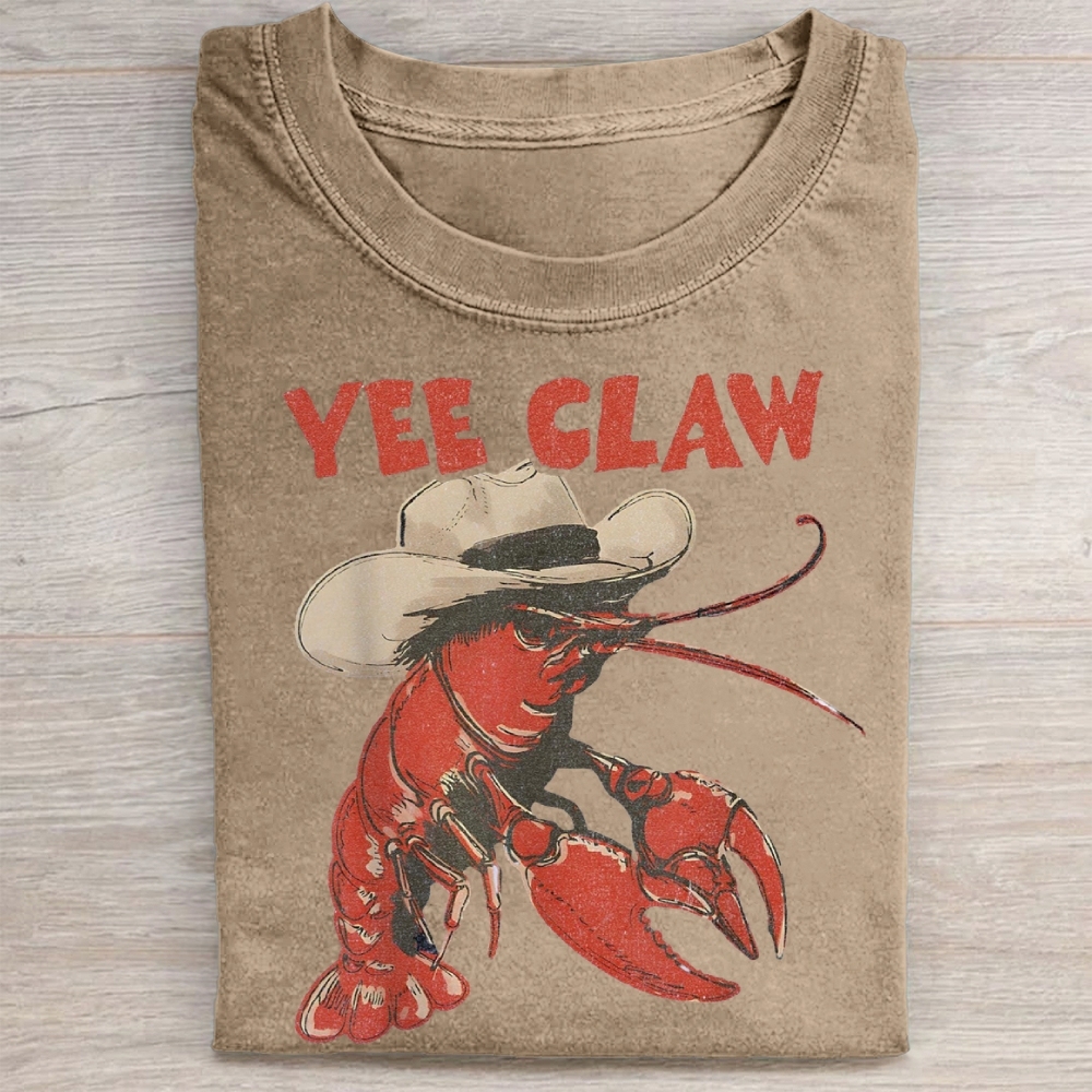 Yee Claw Funny Lobster  Washed Tee 