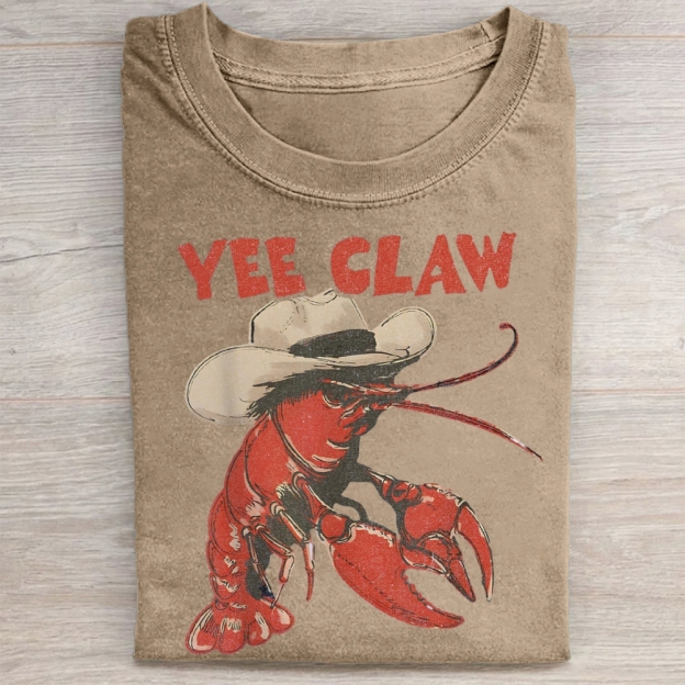 Yee Claw Funny Lobster  Washed Tee 