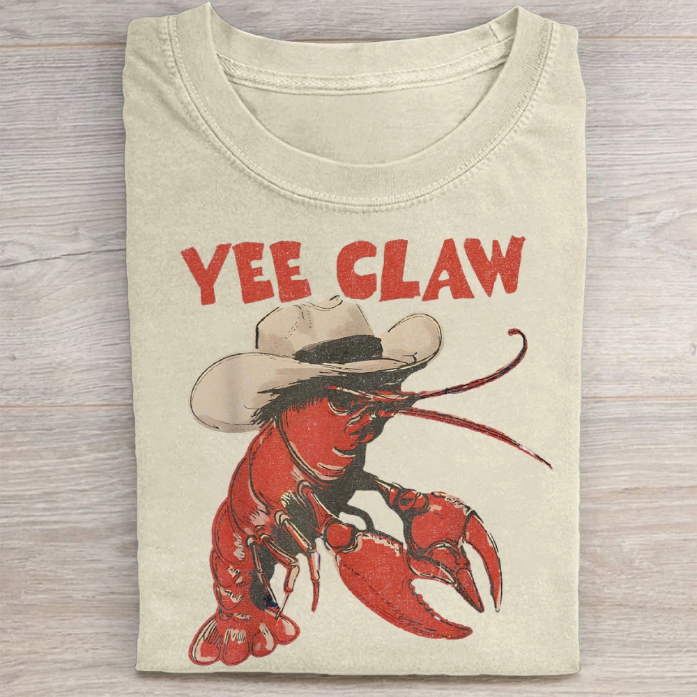 Yee Claw Funny Lobster  Washed Tee 