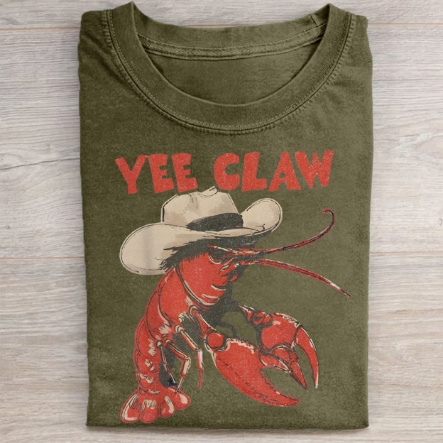 Yee Claw Funny Lobster  Washed Tee 
