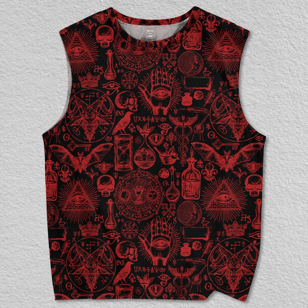 Occult Sigils & Gothic Symbols Printed Tank Top