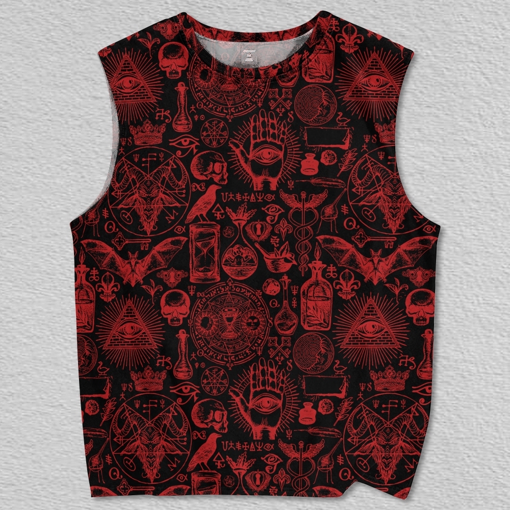 Occult Sigils & Gothic Symbols Printed Tank Top