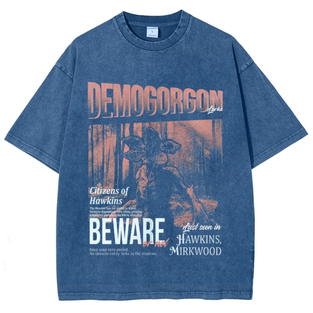 Demogorgon Beware Poster Washed T-Shirt