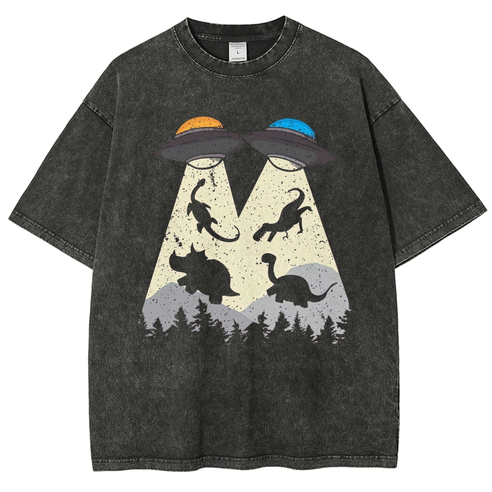 Dino Abduction "M" UFO Washed T-Shirt