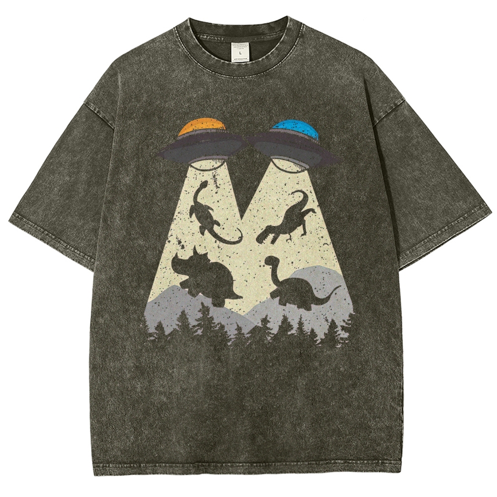 Dino Abduction "M" UFO Washed T-Shirt