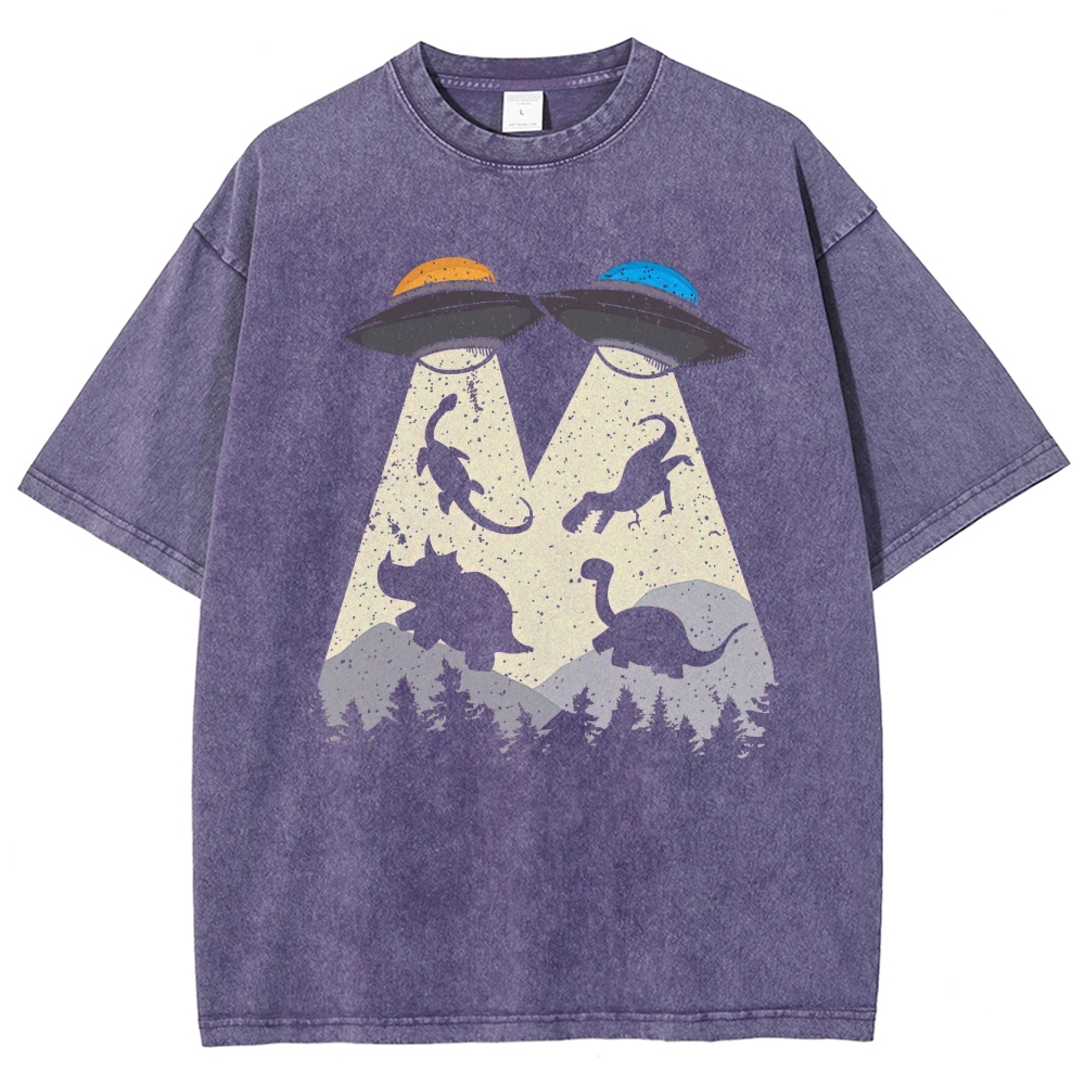 Dino Abduction "M" UFO Washed T-Shirt
