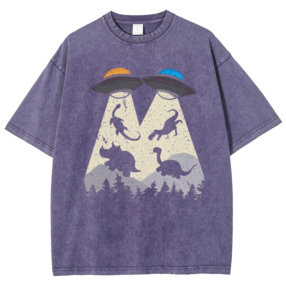 Dino Abduction "M" UFO Washed T-Shirt