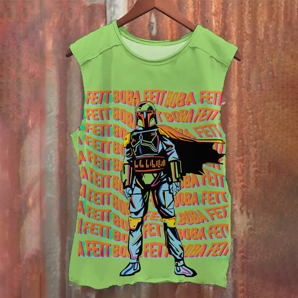 Boba Fett Psychedelic Repeat Green Printed Tank Top