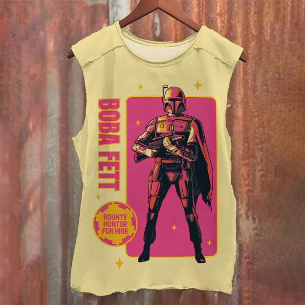 Boba Fett "Bounty Hunter For Hire" Pink Tank Top