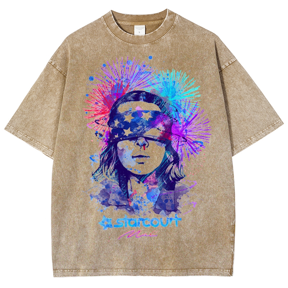 Starcourt Fireworks Portrait Washed T-Shirt