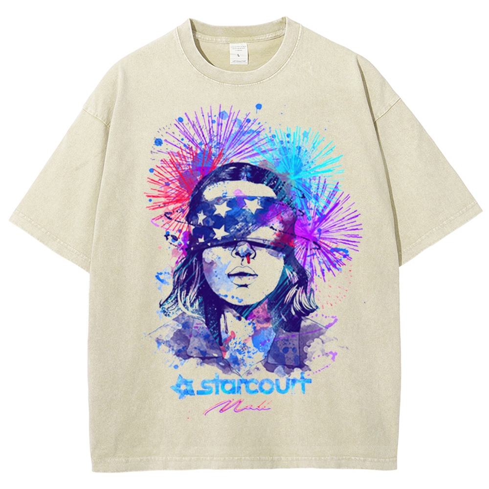 Starcourt Fireworks Portrait Washed T-Shirt