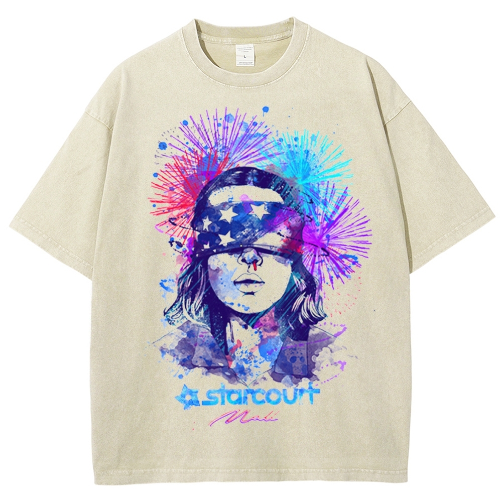 Starcourt Fireworks Portrait Washed T-Shirt
