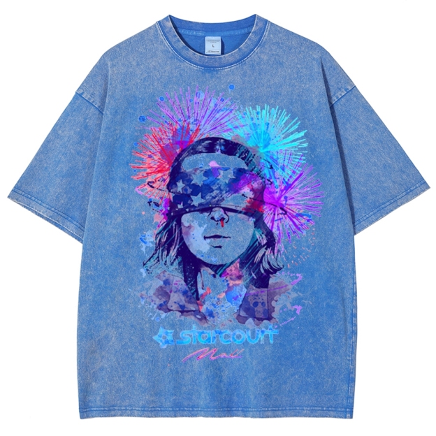 Starcourt Fireworks Portrait Washed T-Shirt