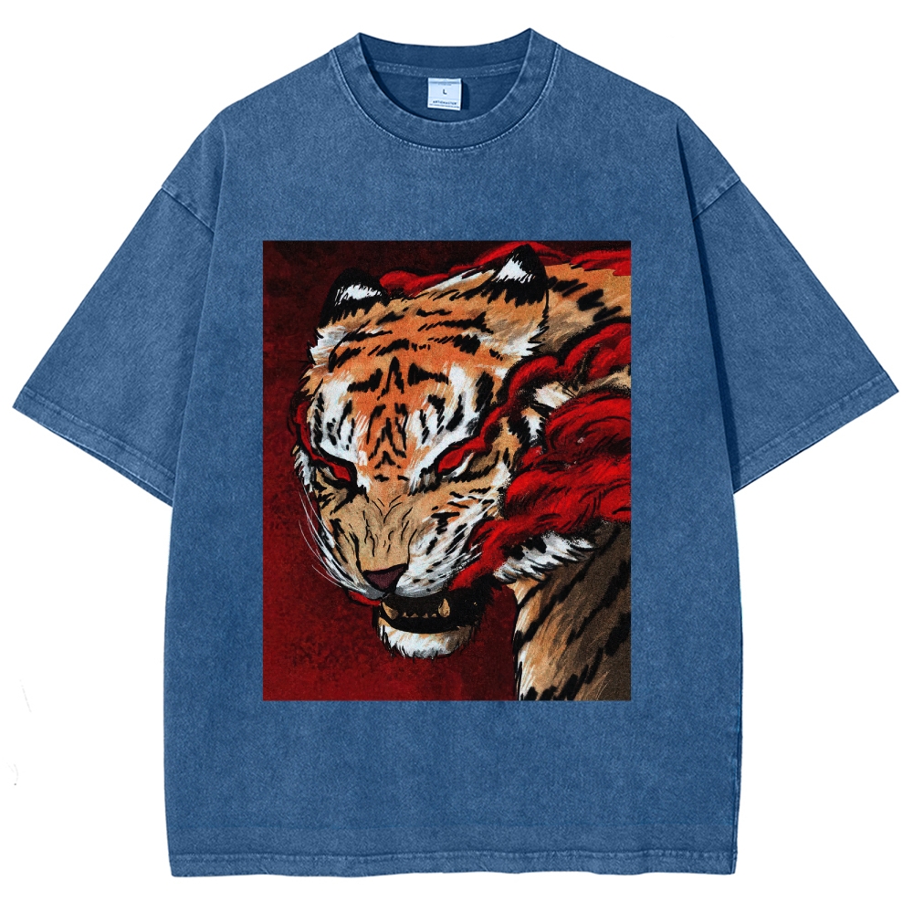 Fiery Tiger Ink Wash Washed T-Shirt