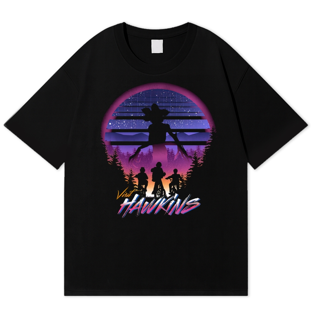 "Visit Hawkins" Retro Travel Poster Cotton T-shirt