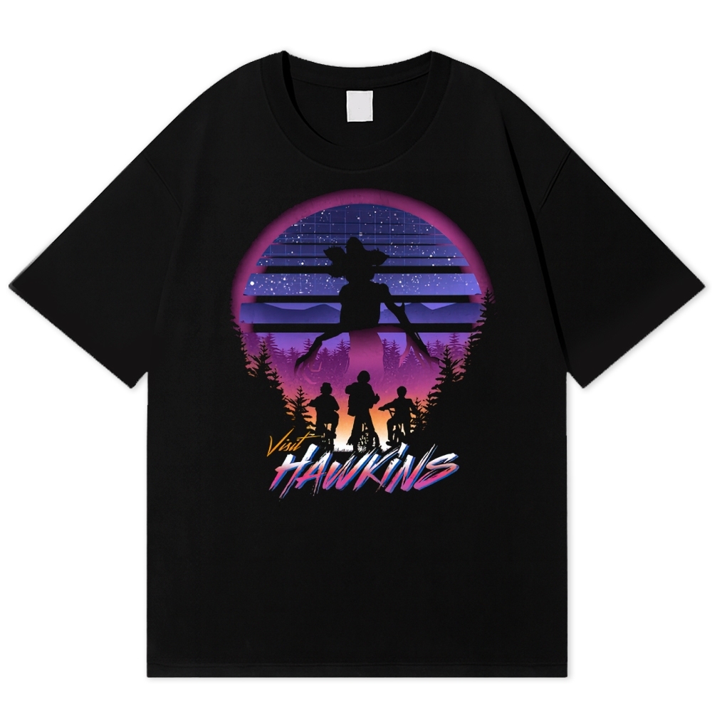 "Visit Hawkins" Retro Travel Poster Cotton T-shirt