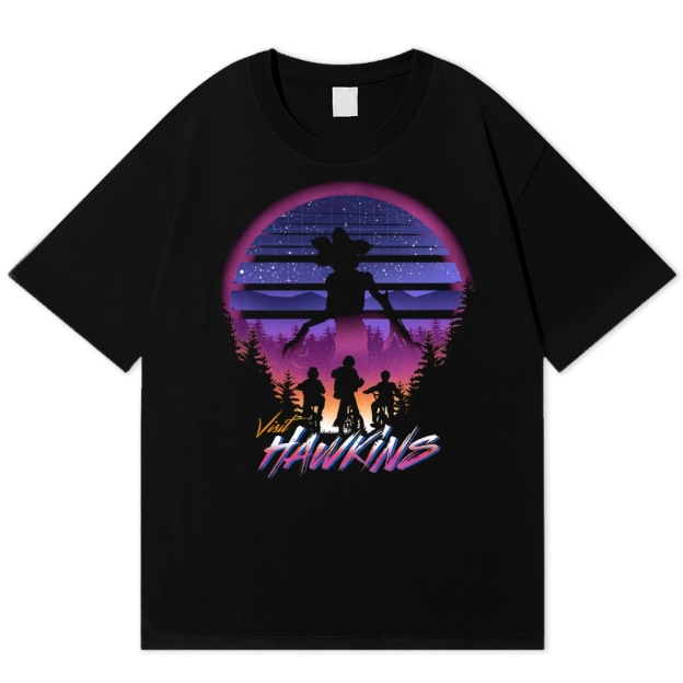 "Visit Hawkins" Retro Travel Poster Cotton T-shirt