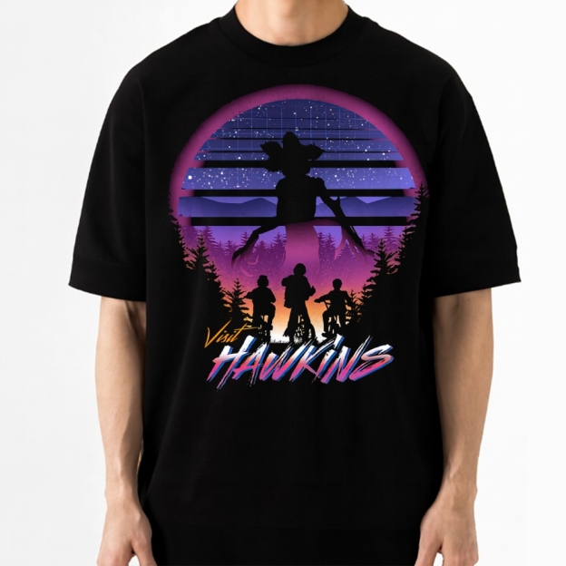 "Visit Hawkins" Retro Travel Poster Cotton T-shirt