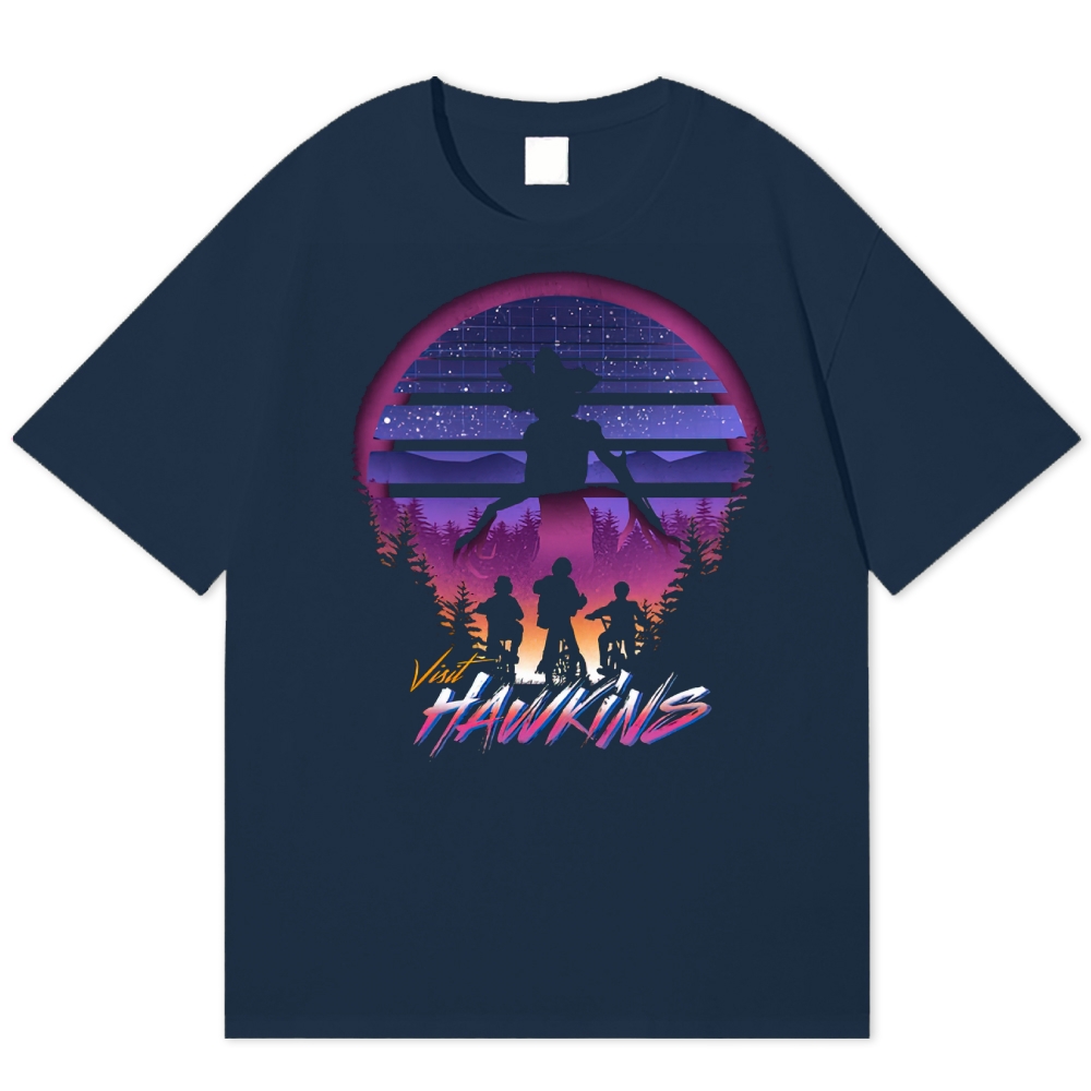 "Visit Hawkins" Retro Travel Poster Cotton T-shirt