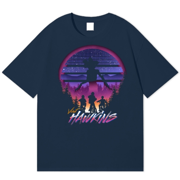 "Visit Hawkins" Retro Travel Poster Cotton T-shirt
