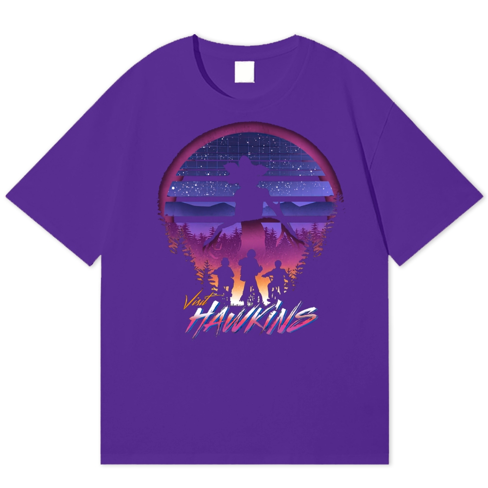 "Visit Hawkins" Retro Travel Poster Cotton T-shirt