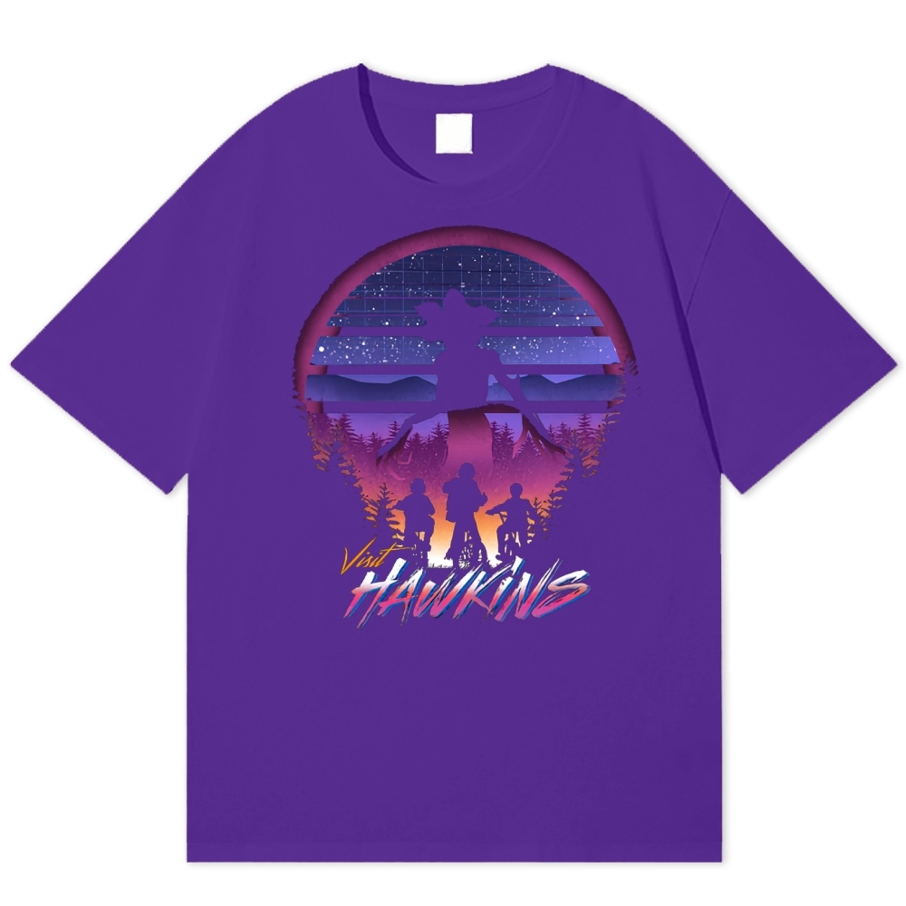 "Visit Hawkins" Retro Travel Poster Cotton T-shirt