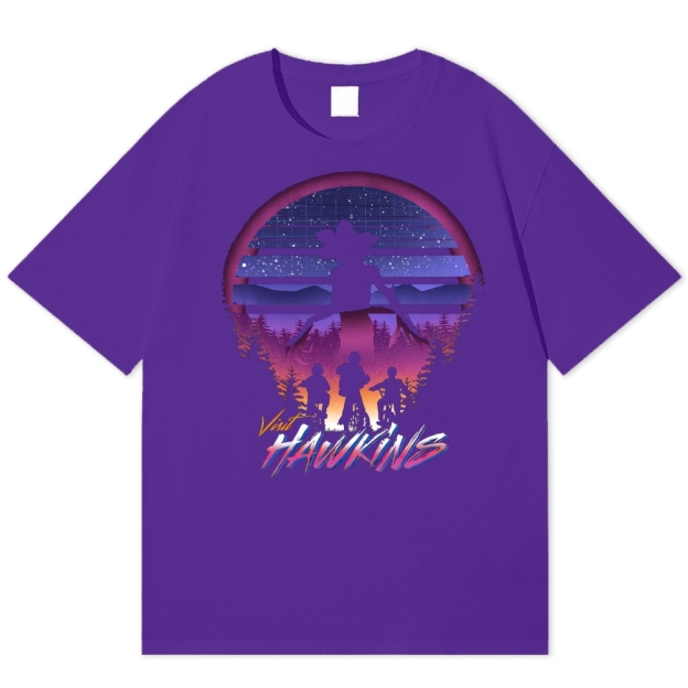 "Visit Hawkins" Retro Travel Poster Cotton T-shirt