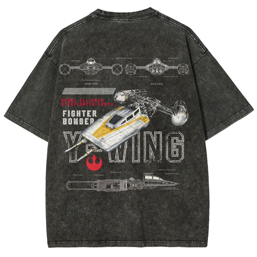 Y-Wing Starfighter Technical Blueprint Washed T-Shirt