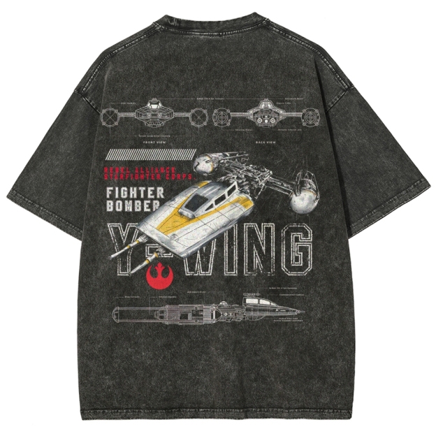 Y-Wing Starfighter Technical Blueprint Washed T-Shirt