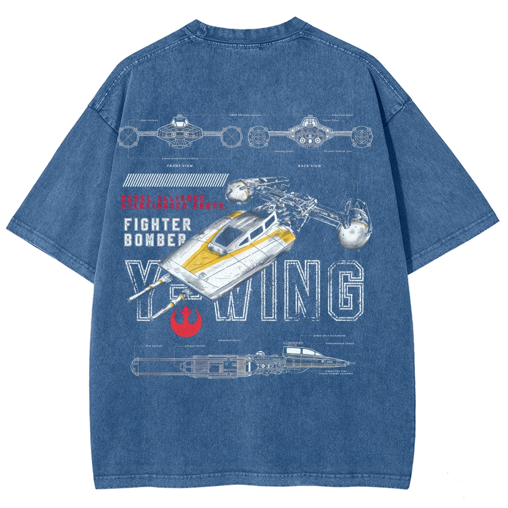 Y-Wing Starfighter Technical Blueprint Washed T-Shirt