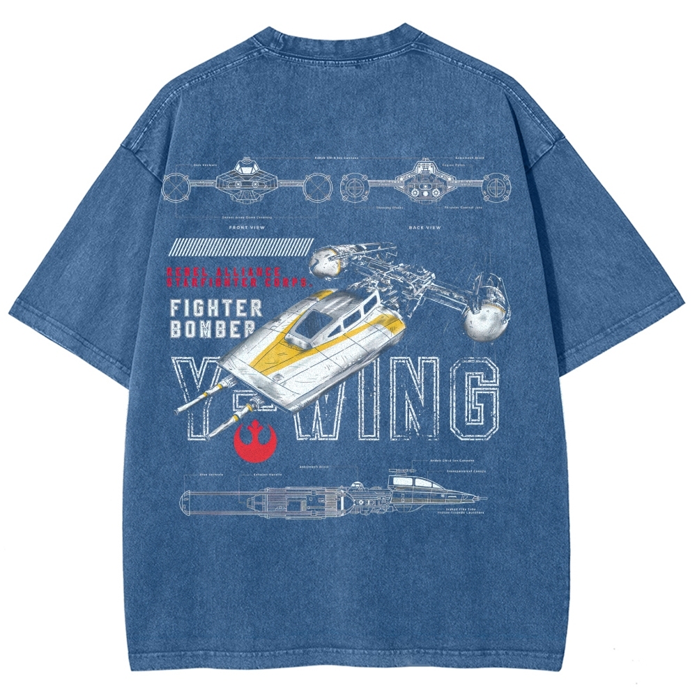 Y-Wing Starfighter Technical Blueprint Washed T-Shirt