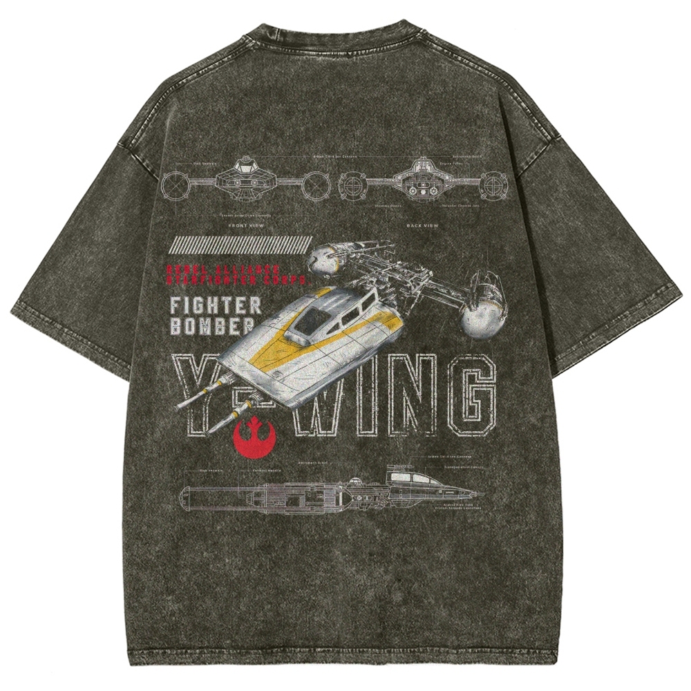 Y-Wing Starfighter Technical Blueprint Washed T-Shirt