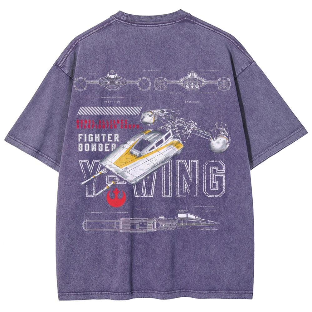 Y-Wing Starfighter Technical Blueprint Washed T-Shirt