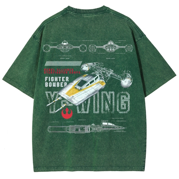 Y-Wing Starfighter Technical Blueprint Washed T-Shirt