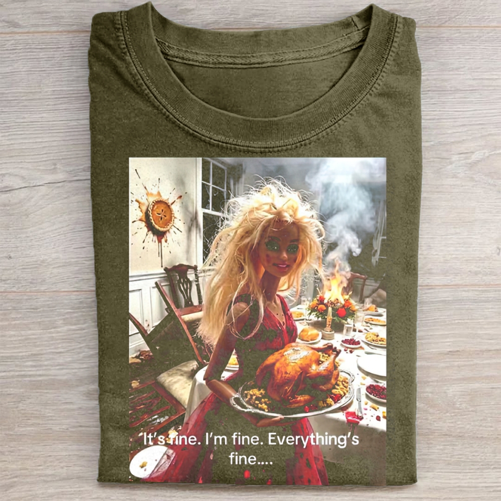 Funny Doll Face Meme Washed Tee 