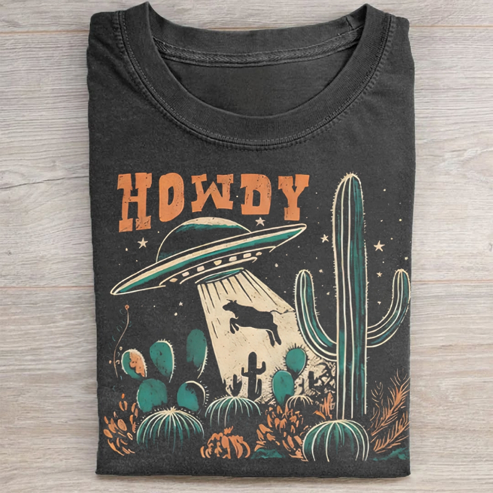Howdy Western Cow UFO Washed Tee 