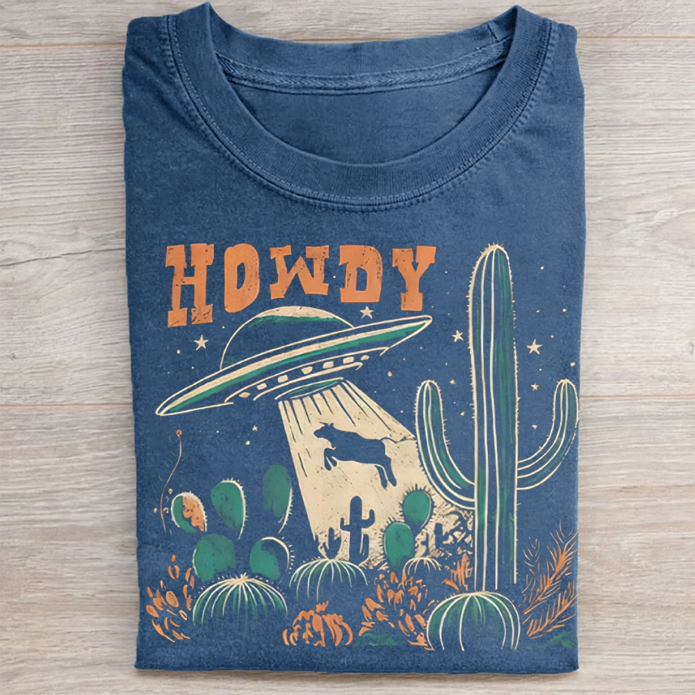 Howdy Western Cow UFO Washed Tee 