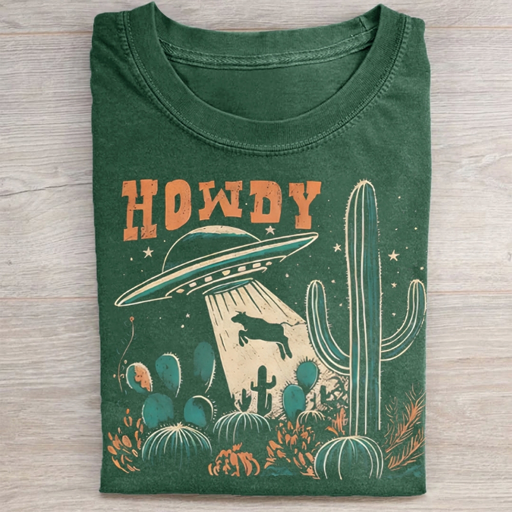 Howdy Western Cow UFO Washed Tee 
