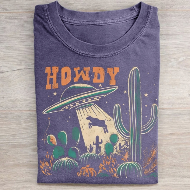 Howdy Western Cow UFO Washed Tee 