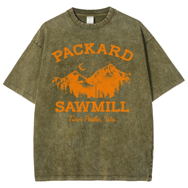 Rustic Mountain Sawmill Retro Washed T-Shirt 